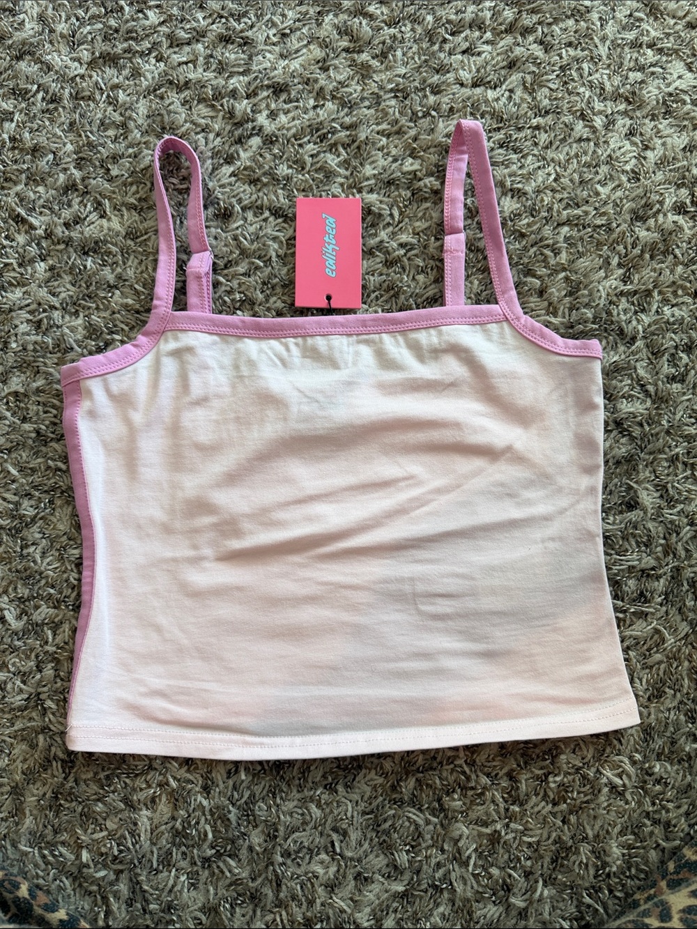 Edikted Pink Contrast Trim Tank Top